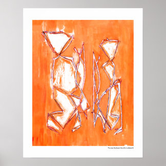 Pôster Arte Abstrata de Casal Pop Vibrante Laranja