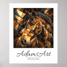 Poster Arte Abstrata de Cavalo Selvagem Geométrico
