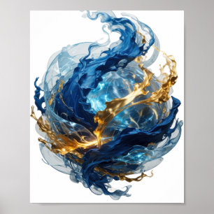 Poster Arte Abstrata de Design Abstrato Prata Dinâmica v2