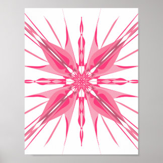 Poster Arte Abstrata de Estrela Explosiva Rosa e Magenta