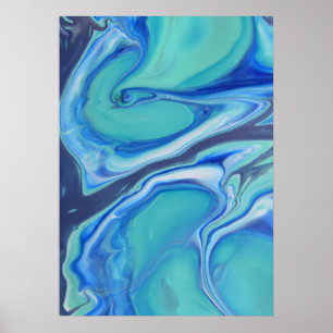 Poster Arte Abstrata de Fluidos Azul-Marinho com Redemoin