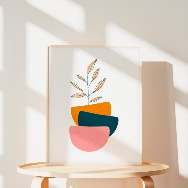 Poster Arte Abstrata de Formas Botânicas Boho Minimalista (Criador carregado)