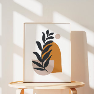 Poster Arte Abstrata de Formas Botânicas Boho Minimalista