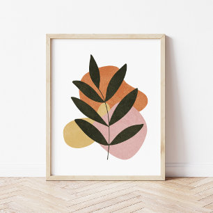 Poster Arte Abstrata de Formas de Folhas Botânicas Boho M