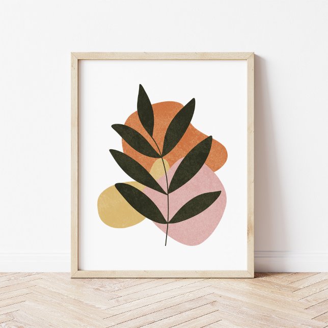 Poster Arte Abstrata de Formas de Folhas Botânicas Boho M (Criador carregado)