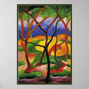 Poster Arte abstrata de Franz Marc, Doninhas Brincando