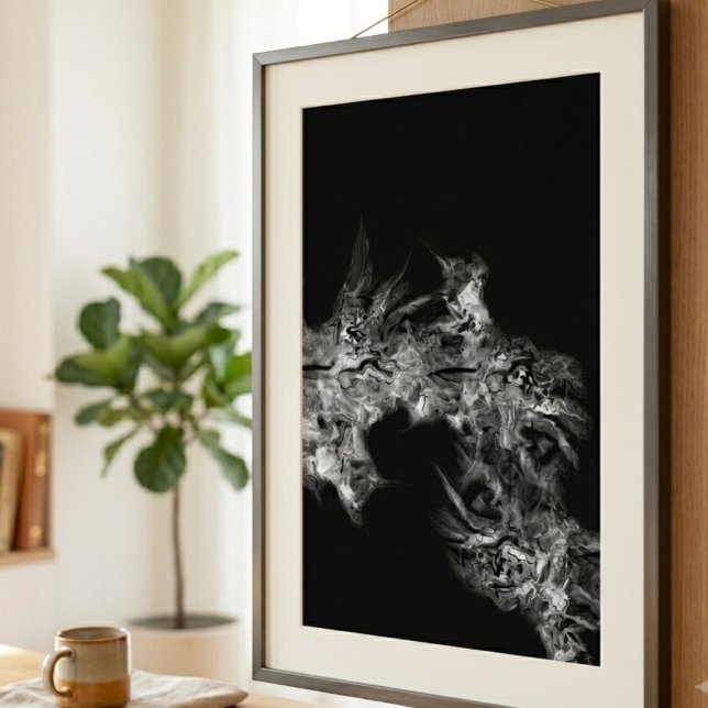 Poster Arte abstrata de fumaça etérea e temperamental (Moody ethereal smoke wall poster for a friend decorating their modern, edgy apartment.)