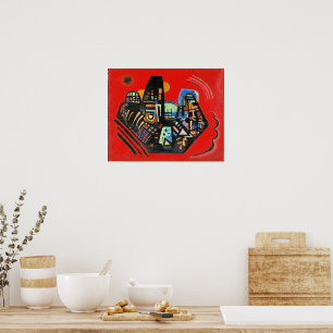 Poster Arte abstrata de Kandinsky, Preto-Vermelho,