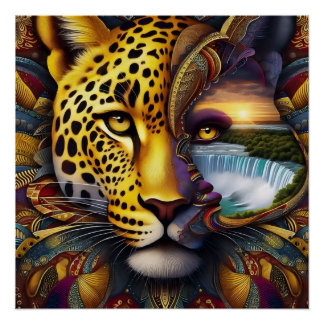 Pôster Arte abstrata de leopardo