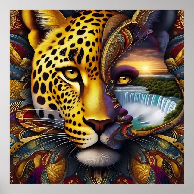 Poster Arte abstrata de leopardo (Frente)
