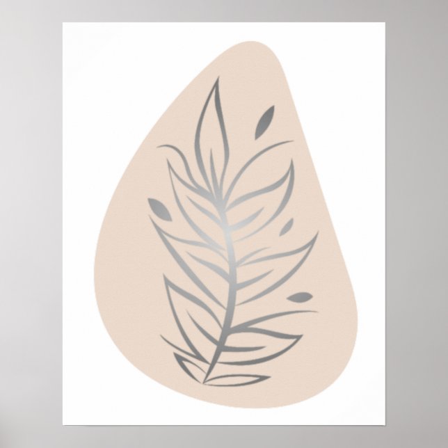 Poster Arte abstrata de linha de planta (Frente)