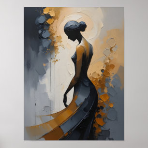 Poster Arte Abstrata de Mulher Elegante para Parede
