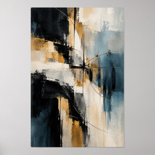 Poster Arte abstrata de parede Passagem de Ouro Azul Meia