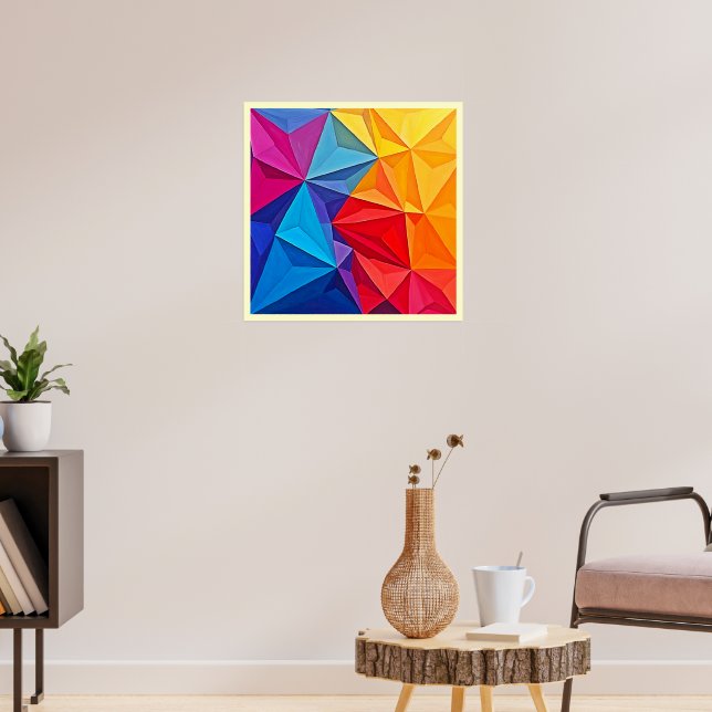 Poster Arte Abstrata de Prisma Geométrico Ousado (Sala de Estar 3)