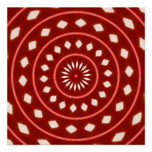 Pôster Arte Abstrata de Rajada Solar Geométrica Vermelha