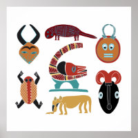 Arte abstrata de rosto colorido de animais african