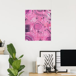Poster Arte abstrata de sundae de morango