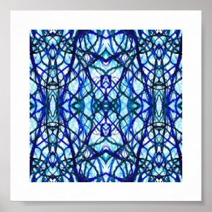 Poster Arte Abstrata de Tinta Alcoólica Azul de Ícaro