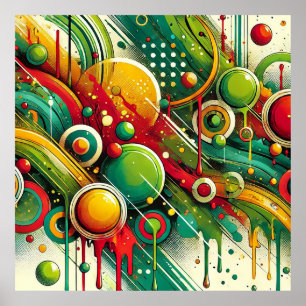 Poster Arte abstrata dinâmica com círculos coloridos