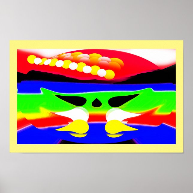 Poster Arte abstrata divertida do mundo futuro (Frente)
