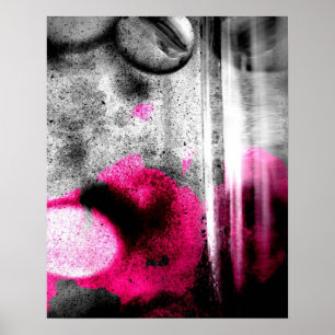 Pôster Arte abstrata do fúcsia, a cinzenta e a preta da