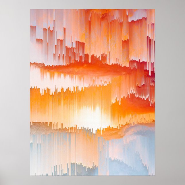 Poster Arte abstrata do pôr do sol com falha (Frente)