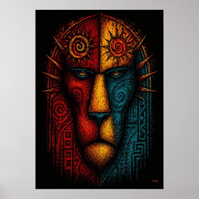 Poster Arte Abstrata do Rei Leão Primal – Expressionista (Frente)
