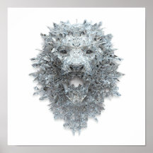 Arte Abstrata Elemental: Leão Guardião Cristalizad