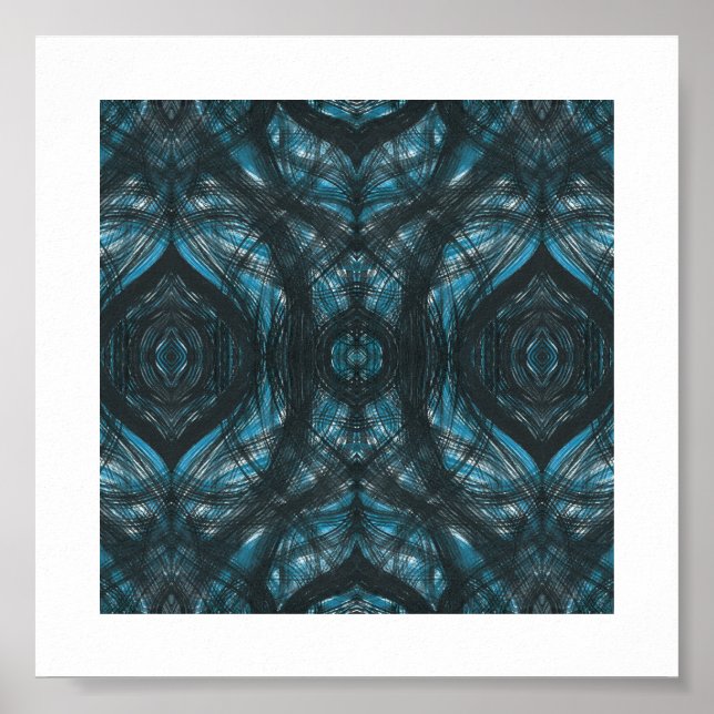 Poster Arte Abstrata em Aquarela Azul (Frente)