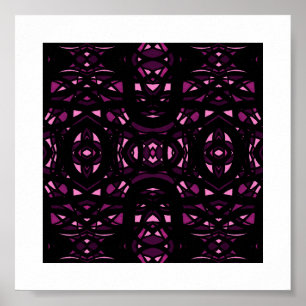 Poster Arte Abstrata em Gouache Rosa Preto Fogo