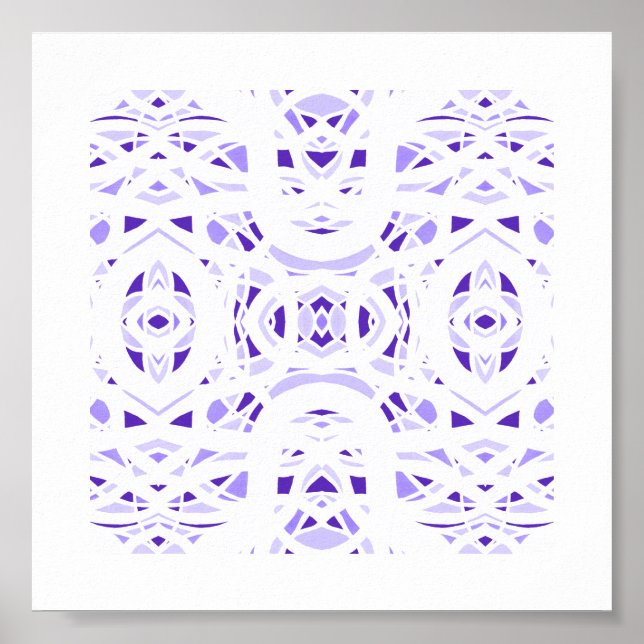 Poster Arte Abstrata em Guache Roxo Branco Firebrand (Frente)