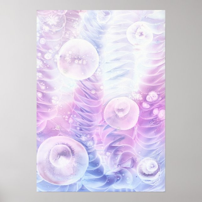 Poster Arte abstrata em pastel leve pintada à mão com gua (Frente)