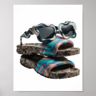 Poster Arte abstrata em prata brilhante Design v2