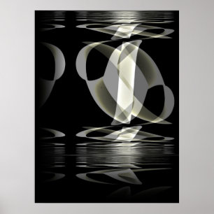 Poster Arte Abstrata em Preto e Branco de Cartaz Reflexão