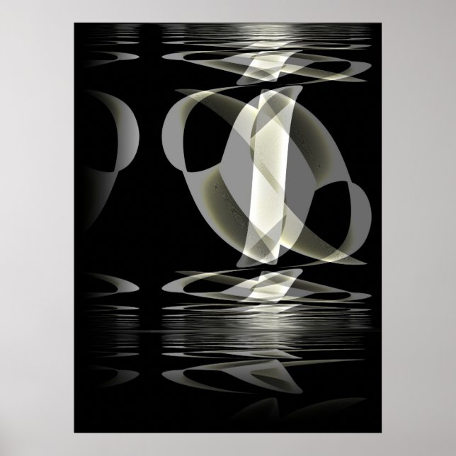 Poster Arte Abstrata em Preto e Branco de Cartaz Reflexão (Frente)