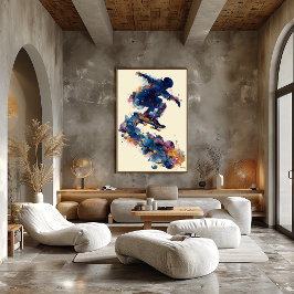 Poster Arte Abstrata em Tinta Fluida de Skater – Arte de