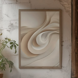 Poster Arte Abstrata Esculturada Bege Contemporâneo