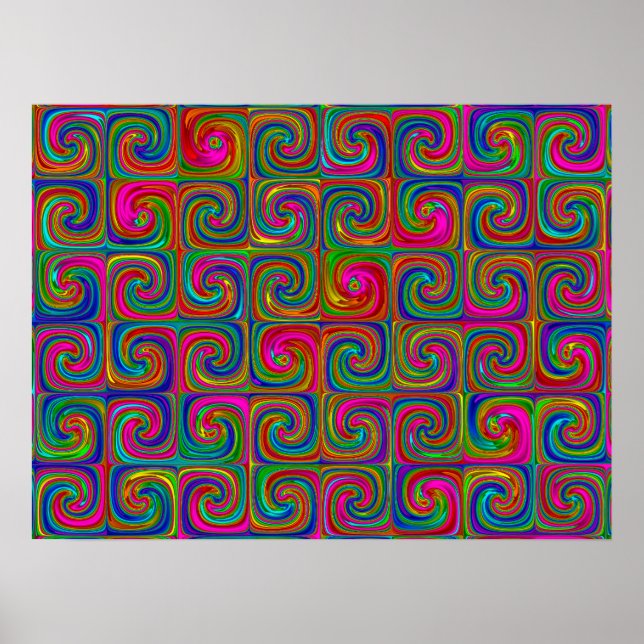 Poster Arte Abstrata Espiral Vibrante (Frente)