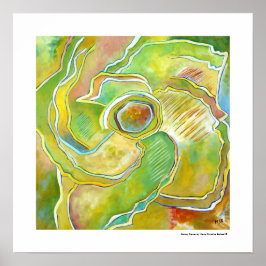 Poster Arte abstrata floral moderna em amarelo e verde ou