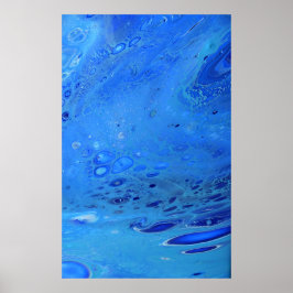 Poster Arte Abstrata Fluida Moderna Líquida Água Azul