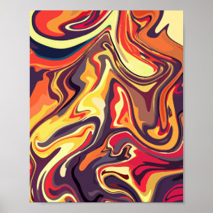 Poster Arte Abstrata Fluida Vibrante com Paleta de Cores