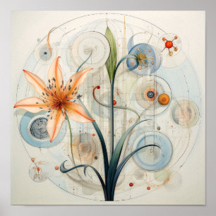 Poster Arte abstrata fofa Flor Lírio -Lírio