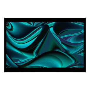 Pôster Arte Abstrata Futurista em 3D Metálico Arco-íris