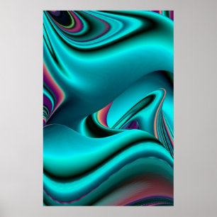 Poster Arte Abstrata Futurista em 3D Metálico Arco-íris