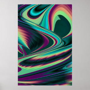 Poster Arte Abstrata Futurista em 3D Metálico Arco-íris