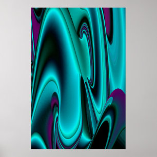 Poster Arte Abstrata Futurista em 3D Metálico Arco-íris