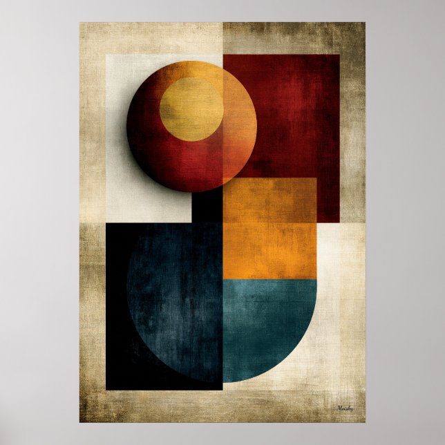 Poster Arte abstrata geométrica celestial japonesa para p (Frente)