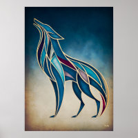 Arte abstrata geométrica do espírito do lobo em Ar