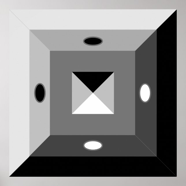 Poster Arte abstrata geométrica moderna em preto, cinza e (Frente)