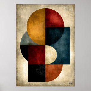 Poster Arte Abstrata Geométrica Monumental Japonesa em Pa